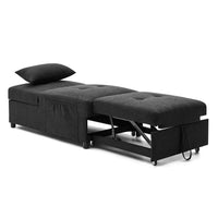 Folding Ottoman Sleeper Sofa Bed, 4 in 1 Function, Work as Ottoman, Chair, Sofa Bed and Chaise Lounge for Small Space Living, Black (44” x 26” x 33”H)