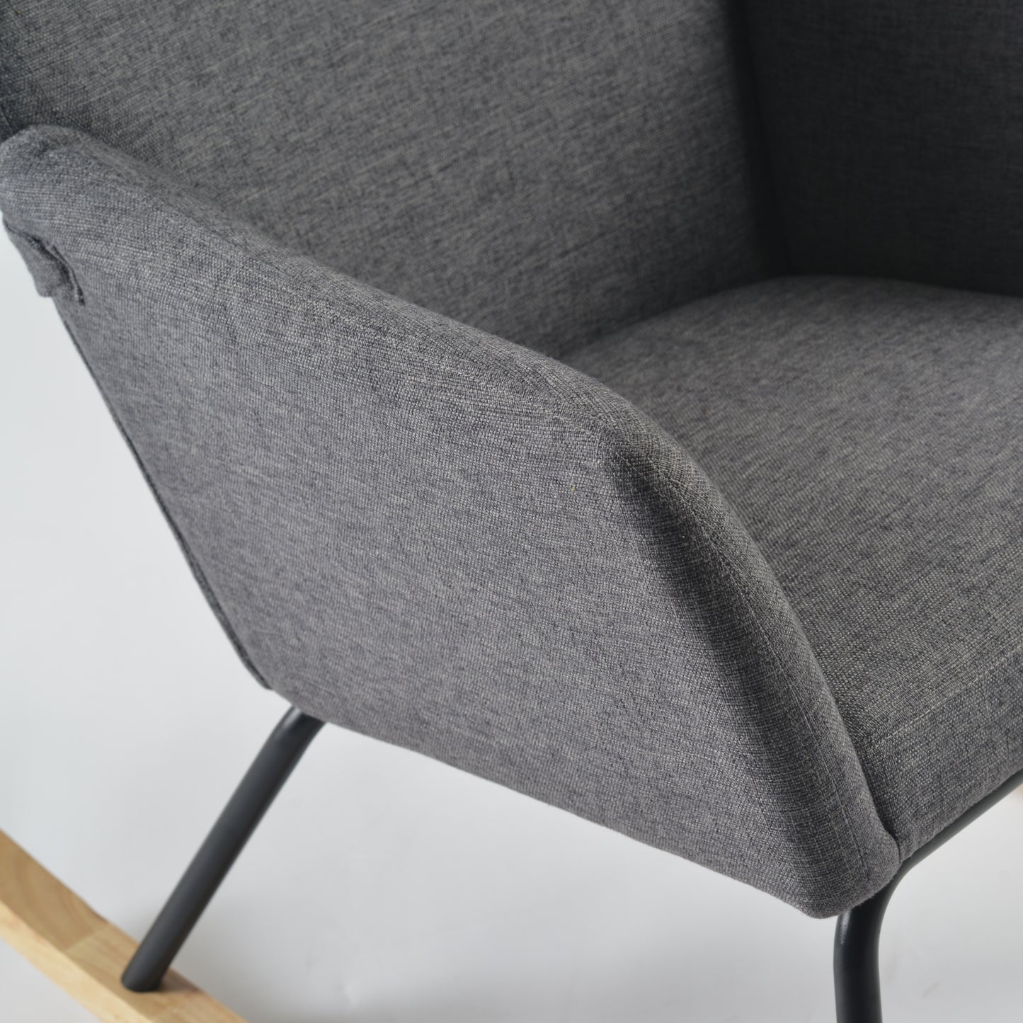 Wide Rocking Armchair with Hidden Headrest