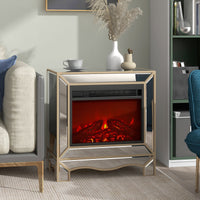 Mirrored Mantelpiece with Champagne Color Bezel Built in 1500 Function Heating W 23.2"X D 13.4“ X H 24.4”