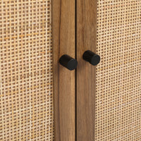 Natural Rattan, 2 Door Cabinet with 1 Adjustable Inner Shelves, Rattan, Accent Storage Cabinet