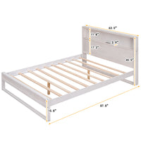 3-Pieces Bedroom Sets Queen Size Platform Bed with Two Nightstands, Antique White