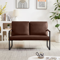 Lounge, living room, office or the reception area PVC leather accent arm chair with Extra thick padded backrest and seat cushion sofa chairs,Non-slip adsorption feet,sturdy metal frame,brown