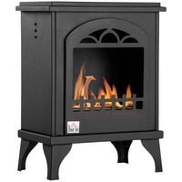 HOMCOM Ethanol Fireplace, 9.75" Freestanding Stove Heater 0.32 Gal Max 470 Sq. Ft., Burns up to 3 Hours, Black