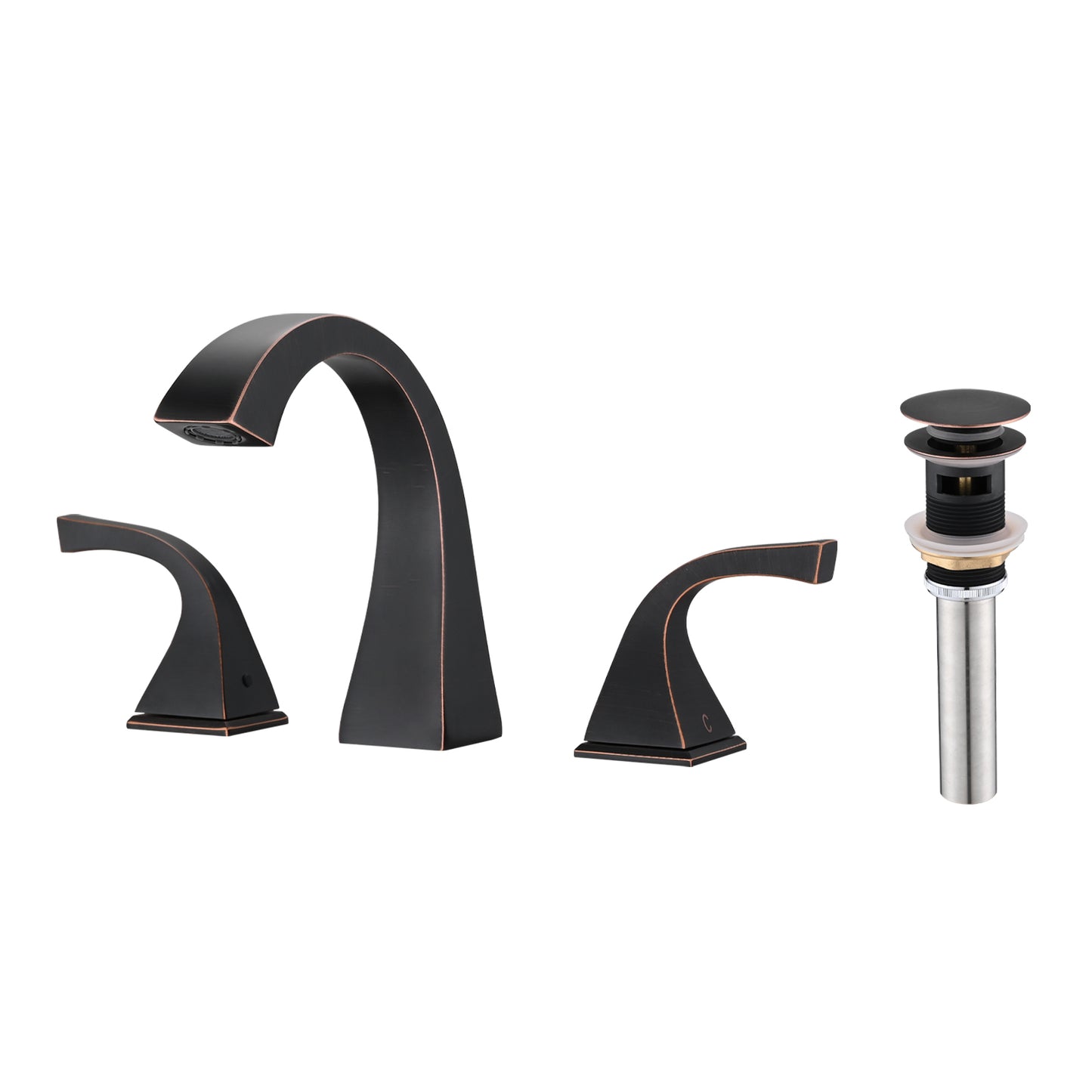 2-Handle Bathroom Sink Faucet with Drain, Oil Rubbed Bronze