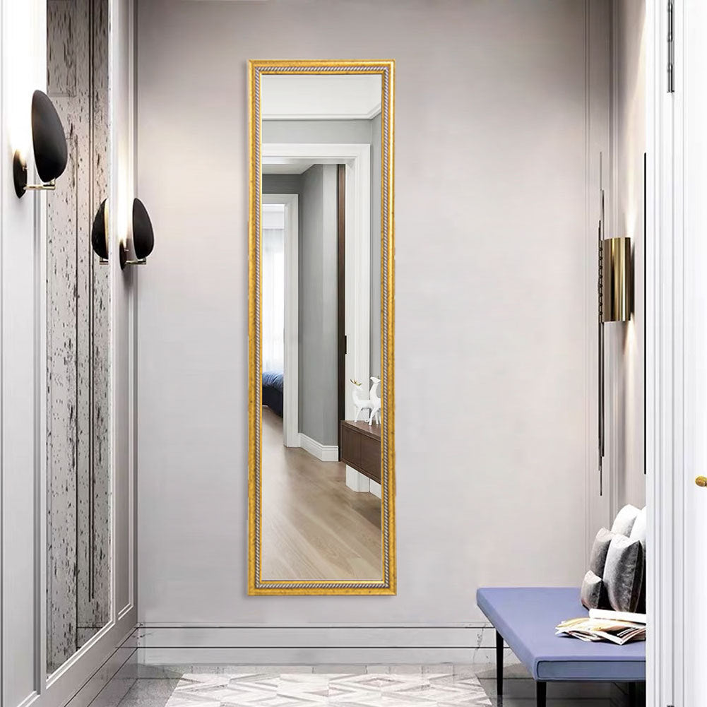 Full Length Mirror Door Mirror Full Body Dressing Mirror Wall Mounted Hanging for Dorm Home, 50"x 14", Gold