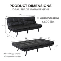 Convertible Memory Foam Futon Couch Bed, Modern Folding Sleeper Sofa