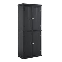 Freestanding Tall Kitchen Pantry, 72.4" Minimalist Kitchen Storage Cabinet Organizer with 4 Doors and Adjustable Shelves, Black