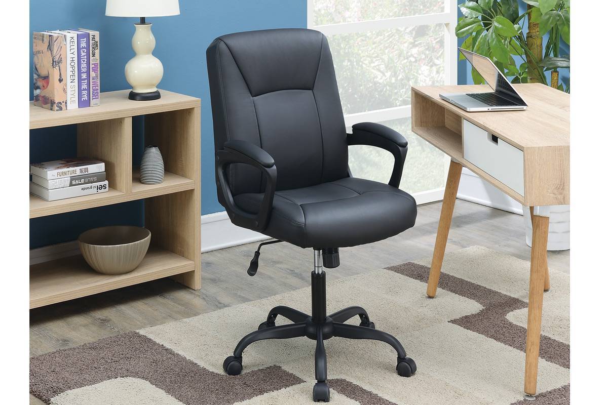 Relax Cushioned Office Chair 1pc Black Upholstered Seat Back Adjustable Chair Comfort