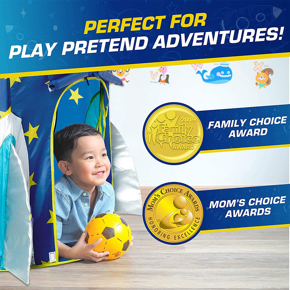 Pop Up Kids Tent - Spaceship Rocket Indoor Playhouse Tent for Boys and Girls