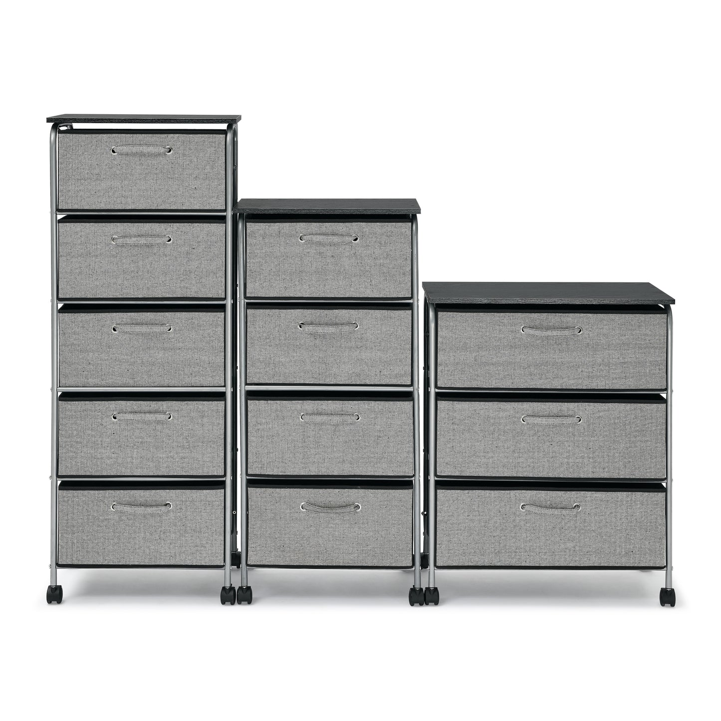 4 Drawers Fabric Dresser Storage Tower Shelves with MDF Top, Organizer Unit for Bedroom, Closet, Entryway, Hallway, Nursery Room, Office Organization, Grey (18“x12”x39“)