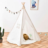 Kids Tent Natural Cotton Canvas Stable Framework Indoor Outdoor Safe Playing House Toys for Boy Girl