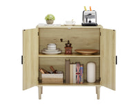 Kitchen Storage Cabinets with Rattan Decorative Doors, Wine Cabinets, Dining Rooms, Hallways, Cabinet Console Tables, Natural, 31.5''Lx 15.8''Wx 34.6"H