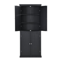 Freestanding Tall Kitchen Pantry, 72.4" Minimalist Kitchen Storage Cabinet Organizer with 4 Doors and Adjustable Shelves, Black