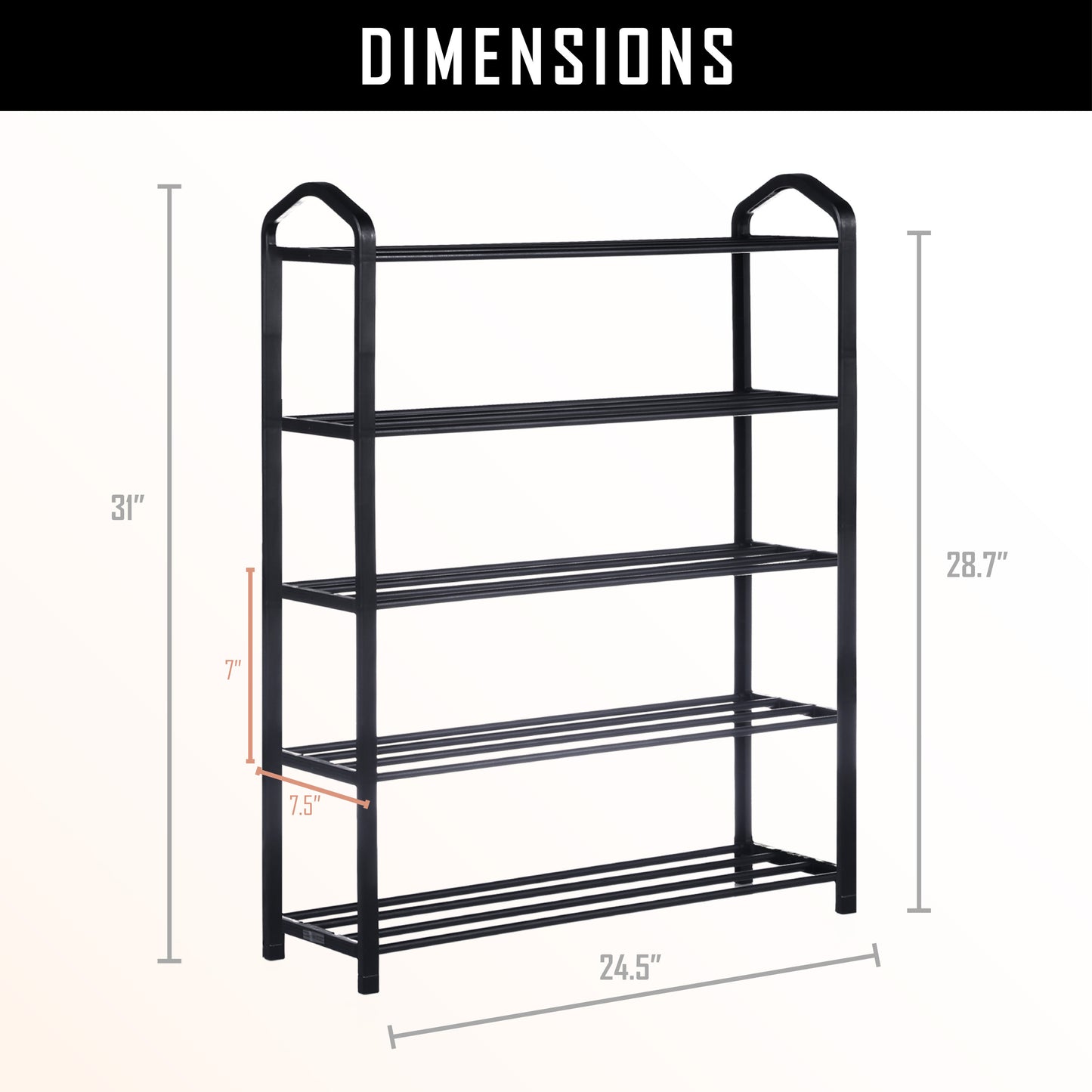 5-Tier Stackable Shoe Rack, 15-Pairs Sturdy Shoe Shelf Storage, Black Shoe Tower for Bedroom, Entryway, Hallway, and Closet