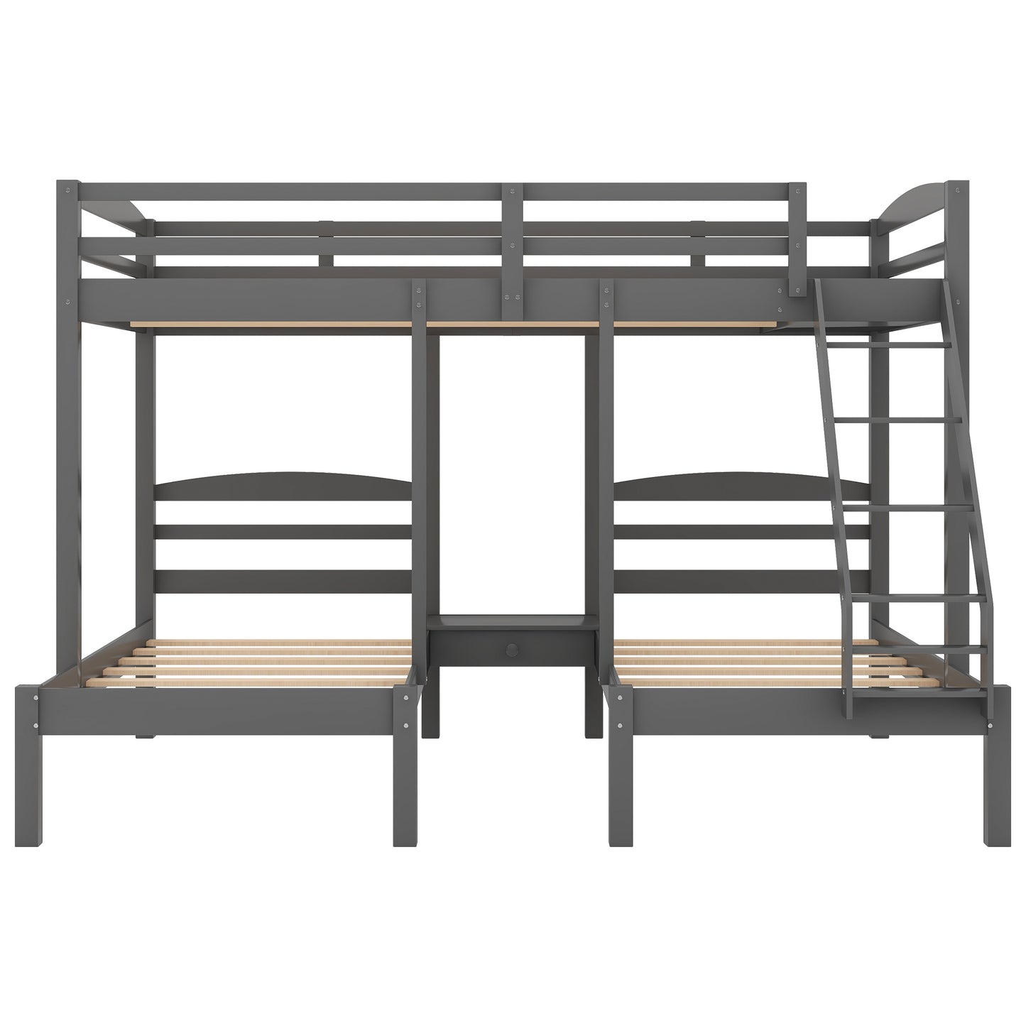 Full Over Twin & Twin Bunk Bed, Triple Bunk Bed, Gray