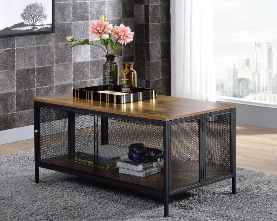 ACME Winam Coffee Table, Antique Oak & Black