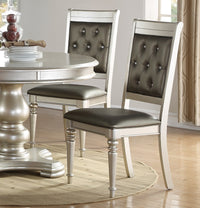 Luxury Silver Accent Tufted Upholstered Chairs Set of 2 Dining Side Chairs