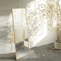 Full Length Mirror Floor Mirror Hanging Standing or Leaning, Bedroom Mirror Wall-Mounted Mirror with Gold Aluminum Alloy Frame, 59" x 15.7"