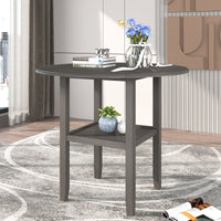 TOPMAX Farmhouse Round Counter Height Kitchen Dining Table with Drop Leaf  and One Shelf for Small Places, Gray