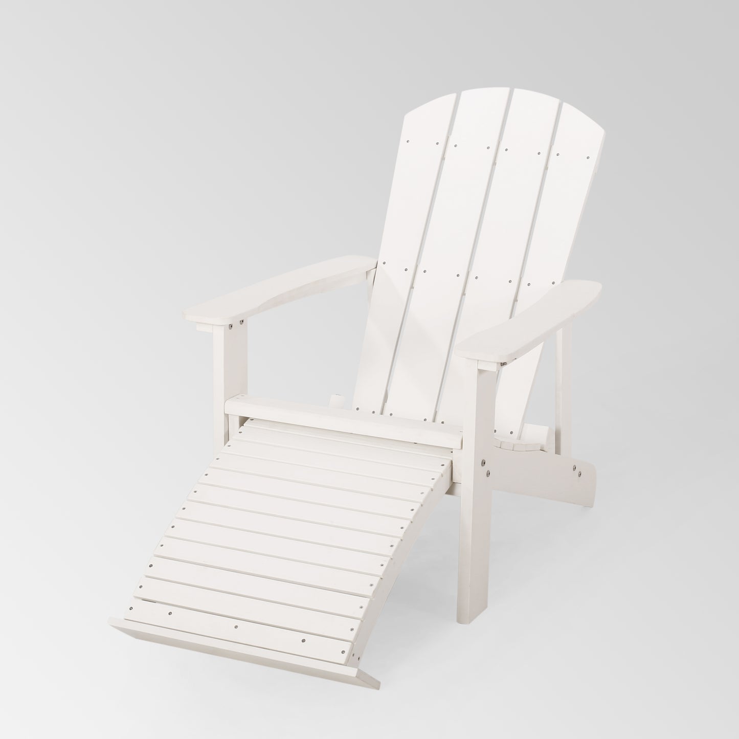 Outdoor Classic White Solid Wood Adirondack Chair Retractable Foldable