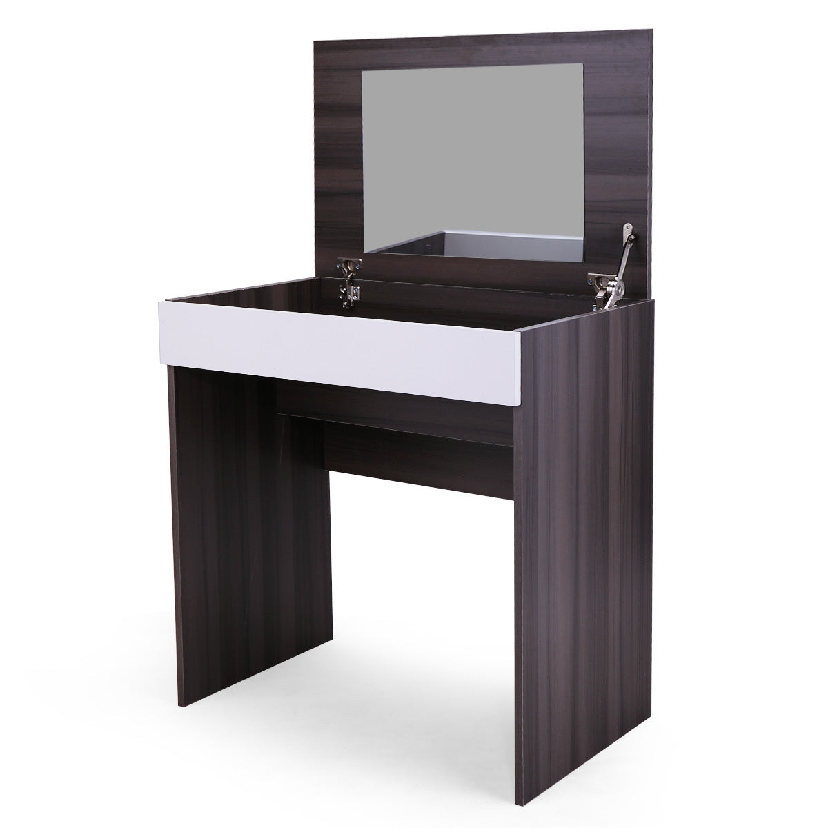 Vanity Make-up Dressing Table with Flip up Mirror Top Spacious Storage Vanity Table, Ebony and White