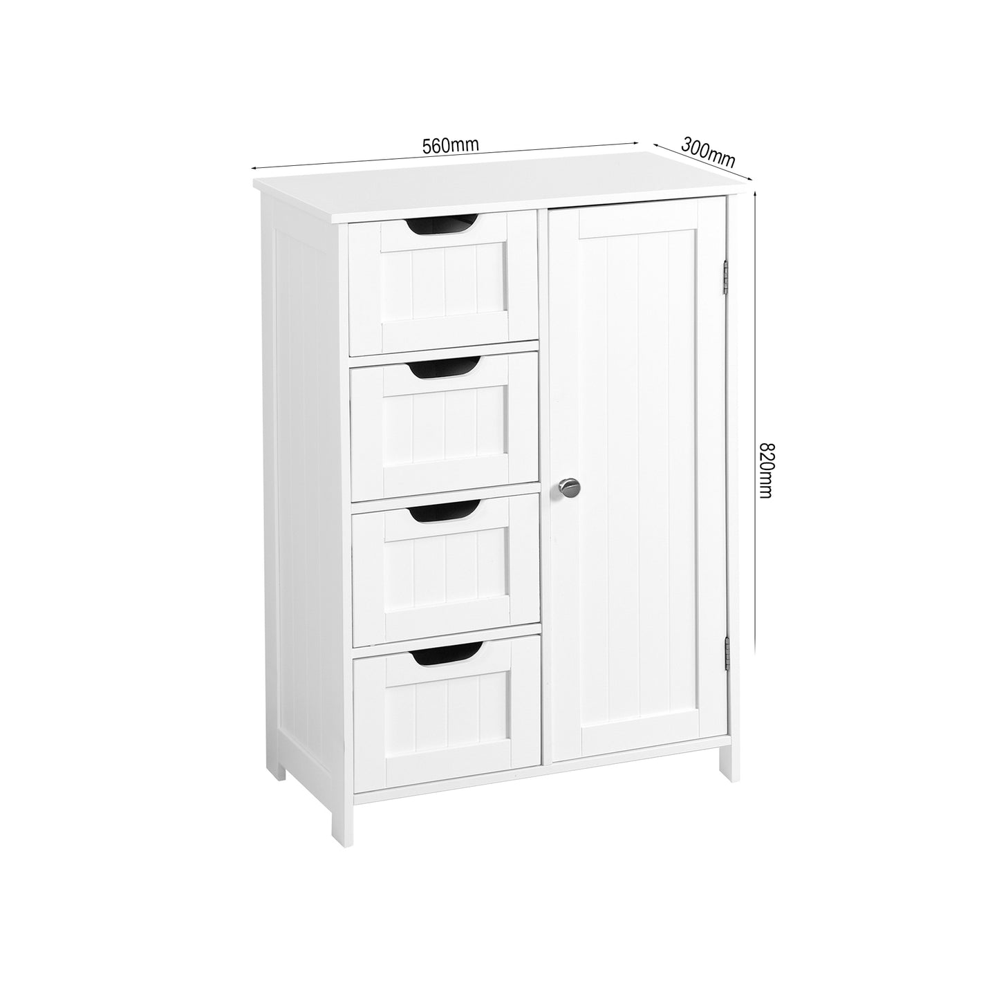 White Bathroom Storage Cabinet, Floor Cabinet with Adjustable Shelf and Drawers