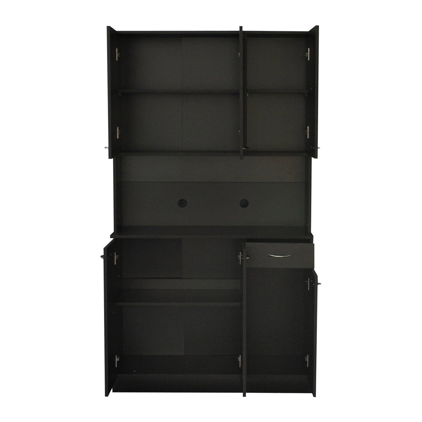 70.87" Tall Wardrobe & Kitchen Cabinet, with 6-Doors, 1-Open Shelves and 1-Drawer for Bedroom, Black