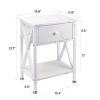 Nightstand with Drawer and Open Storage Shelves, Bedside End Table for Bedroom Living Room, White