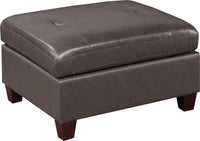 Contemporary Genuine Leather 1pc Ottoman Dark Coffee Color Tufted Seat Living Room Furniture