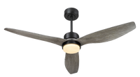 52 Inch Blade LED Propeller Ceiling Fan with Remote Control, Wood Color