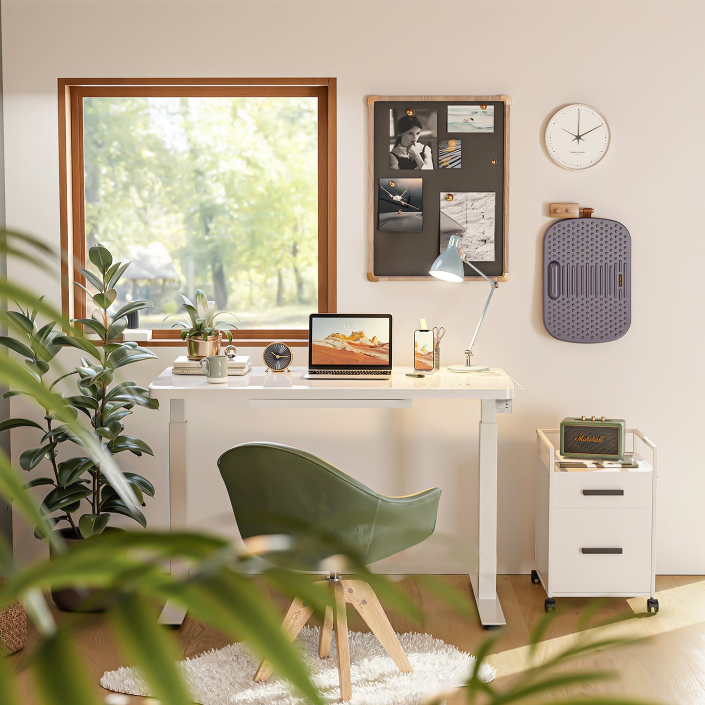 Glass Tabletop Standing Desk White