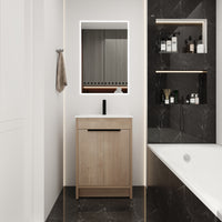 Freestanding Bathroom Vanity with White Ceramic Sink & 2 Soft-Close Cabinet Doors ((KD-PACKING),BVB02424PLO-G-BL9060B),W1286S00015