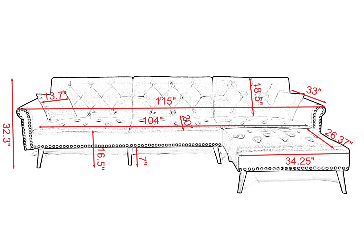 Convertible Sofa Bed Sleeper Red Velvet