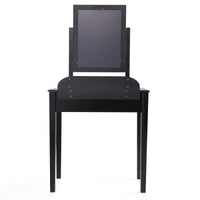 53.5''H Elegant Wood Makeup Vanity Set Dressing Table Furniture with Rotating Rectangular Mirror and Drawer, Black