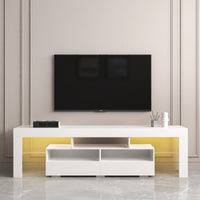 Living Room Furniture TV Stand Cabinet with 2 Drawers & 2 open shelves,20-color RGB LED lights with remote,White