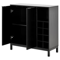 K&K Sideboards and Buffets With Storage Coffee Bar Cabinet Wine Racks Storage Server Dining Room Console 34 Inch (Black)