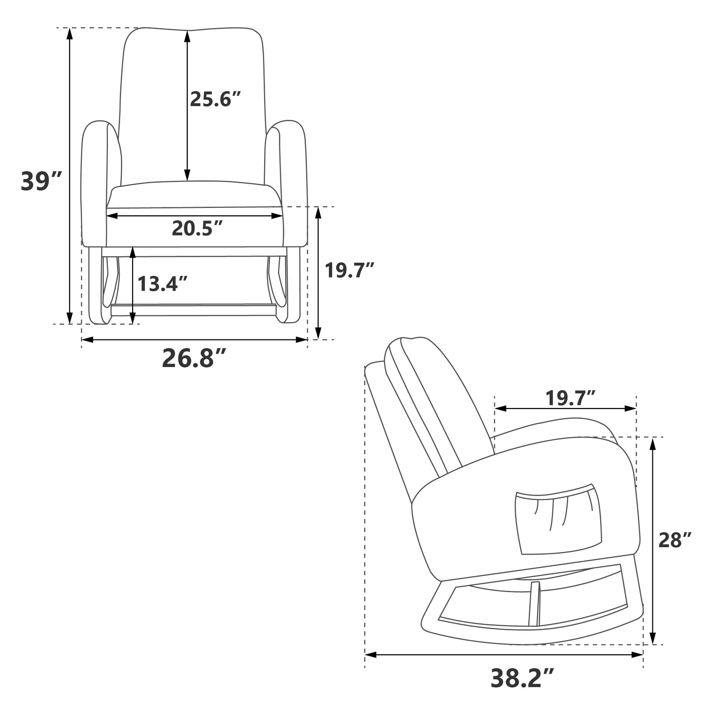 26.8"W Modern Rocking Chair for Nursery, Mid Century Accent Rocker Armchair With Side Pocket, Upholstered High Back Wooden Rocking Chair for Living Room Baby Kids Room Bedroom, Light Gray Boucle