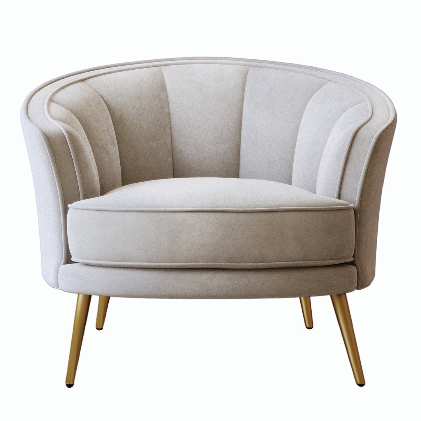 Modern Velvet Accent Barrel Chair Leisure Accent Chair Living Room Upholstered Armchair Vanity Chair for Bedroom Meeting Room, Beige