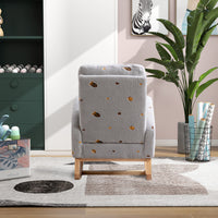 26.8"W Modern Rocking Chair for Nursery, Mid Century Accent Rocker Armchair With Side Pocket, Upholstered High Back Wooden Rocking Chair for Living Room Baby Kids Room Bedroom, Light Gray Boucle