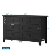 Drawer Dresser Cabinet, Bar Cabinet with Solid Wood Handles and Foot Stand Black