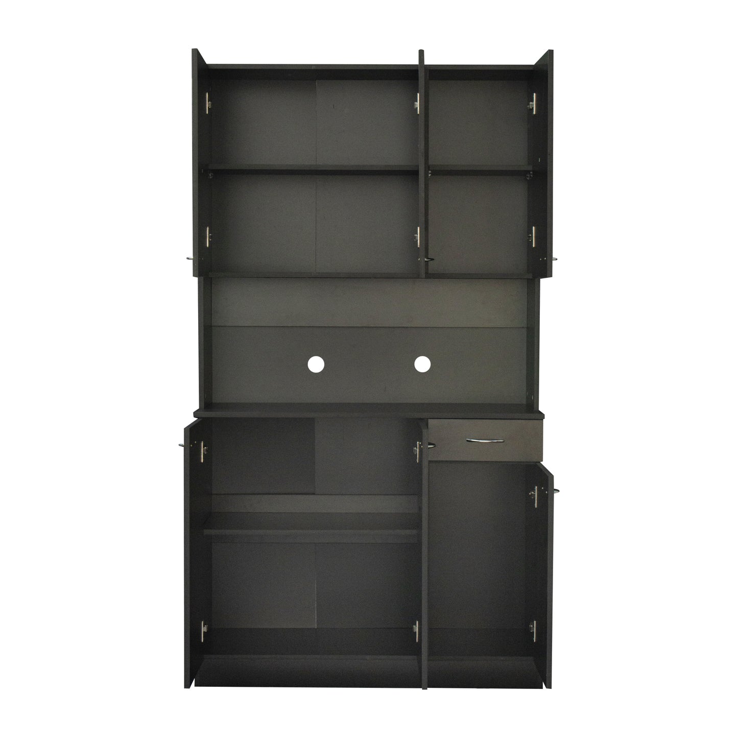 70.87" Tall Wardrobe & Kitchen Cabinet, with 6-Doors, 1-Open Shelves and 1-Drawer for Bedroom, Black