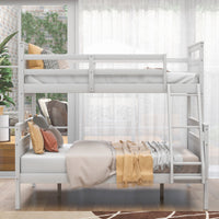 Twin over Full Bunk Bed with ladder, Safety Guardrail, Perfect for Bedroom, White