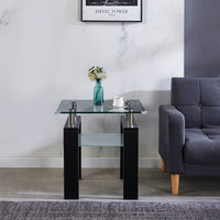 Clear Glass Top Side Table, 24"x24"x24" End Table, Modern Design For Home