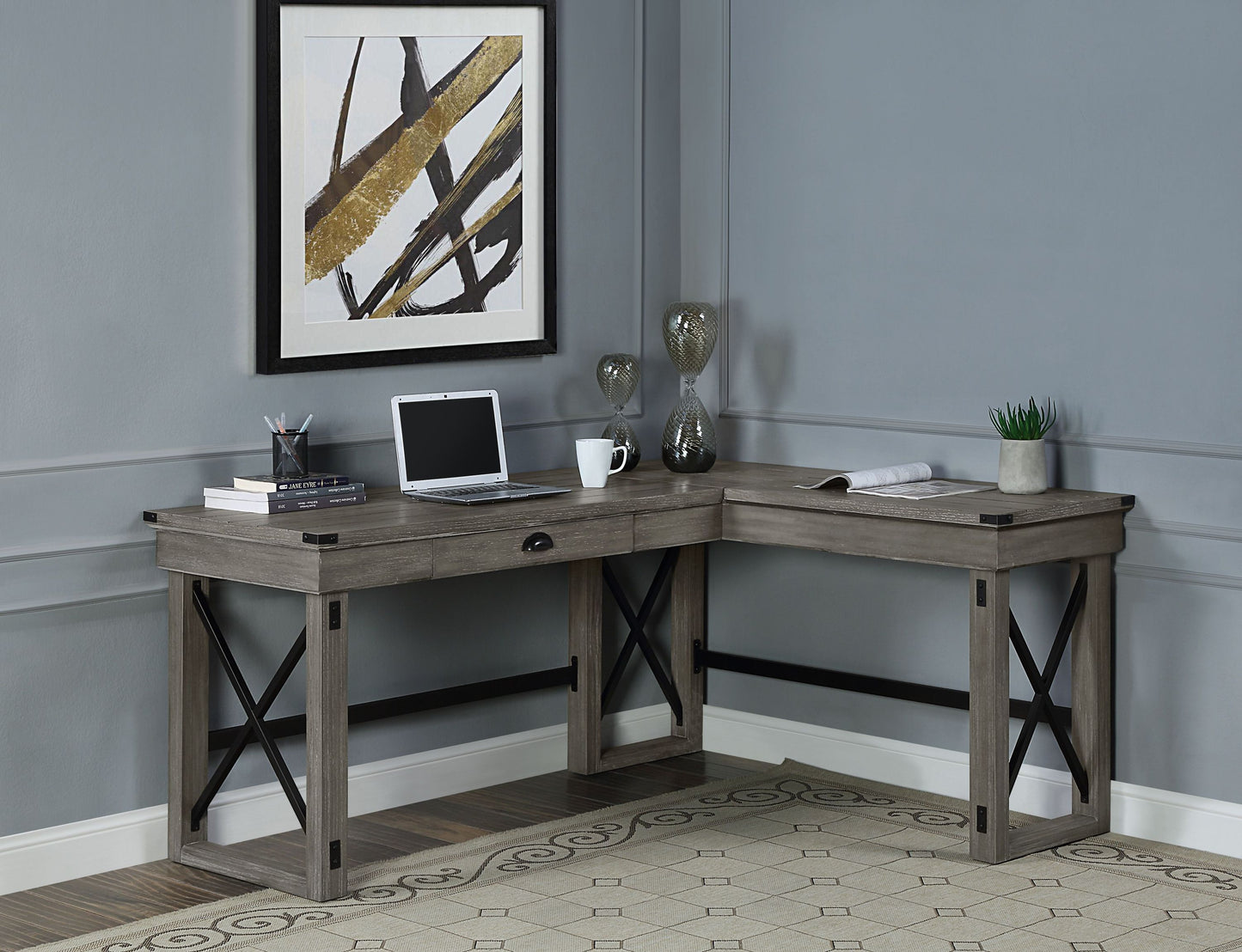 ACME Talmar Writing Desk w/Lift Top in Weathered Gray Finish OF00054