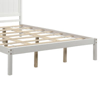 Platform Bed Frame with Headboard, Wood Slat Support, No Box Spring Needed, Queen, White