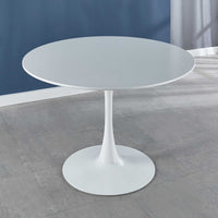 42.1"White Tulip Table Mid-Century Dining Table for 4-6 people With Round MDF Table Top, Pedestal Dining Table, End Table Leisure Coffee Table