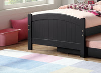 Twin Size Bed w/ Trundle Slats Black Pine Plywood Kids Youth Bedroom Furniture