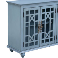 Sideboard with Adjustable Height Shelves, Metal Handles, and 4 Doors for Living Room, Bedroom, and Hallway (Teal Blue)