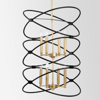 Transitional Gold/Matte Black Metal Chandelier Fixture, 8 lights, 2-Tier-Candle Ceiling Light E12, W23.6xH55