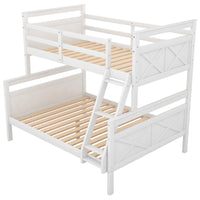 Twin over Full Bunk Bed with ladder, Safety Guardrail, Perfect for Bedroom, White